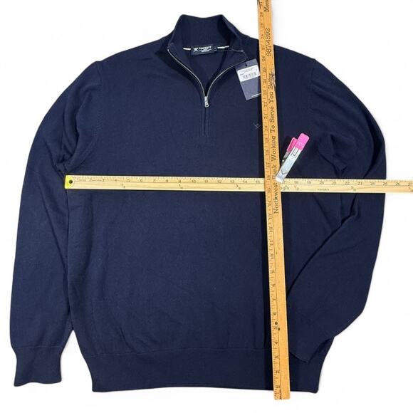 Hackett London Cotton Silk Quarter Zip Sweater Mens L Luxe Preppy Classic Navy - Picture 10 of 10